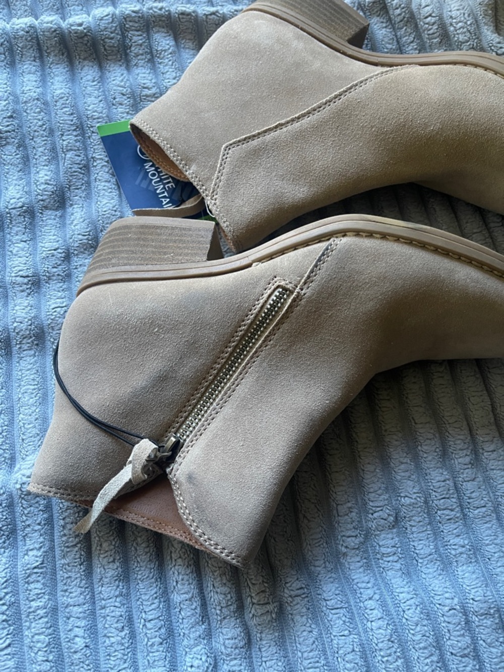 White Mountain Taupe Suede Side-Zip Ankle Booties - Picture 4 of 6